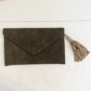 Elegant Suede Clutch with Tassel